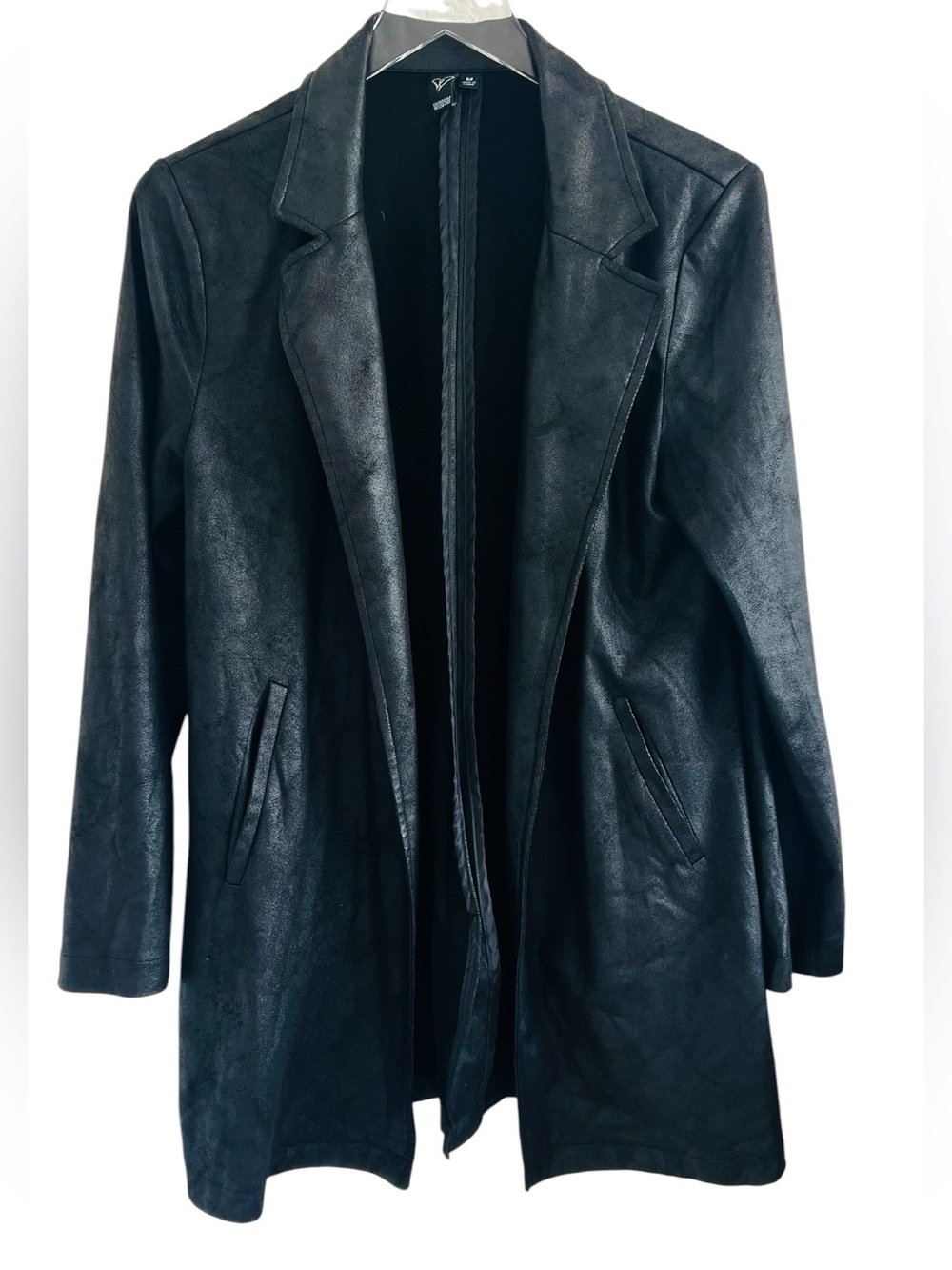 Windsor Black Faux Suede Long Blazer Jacket